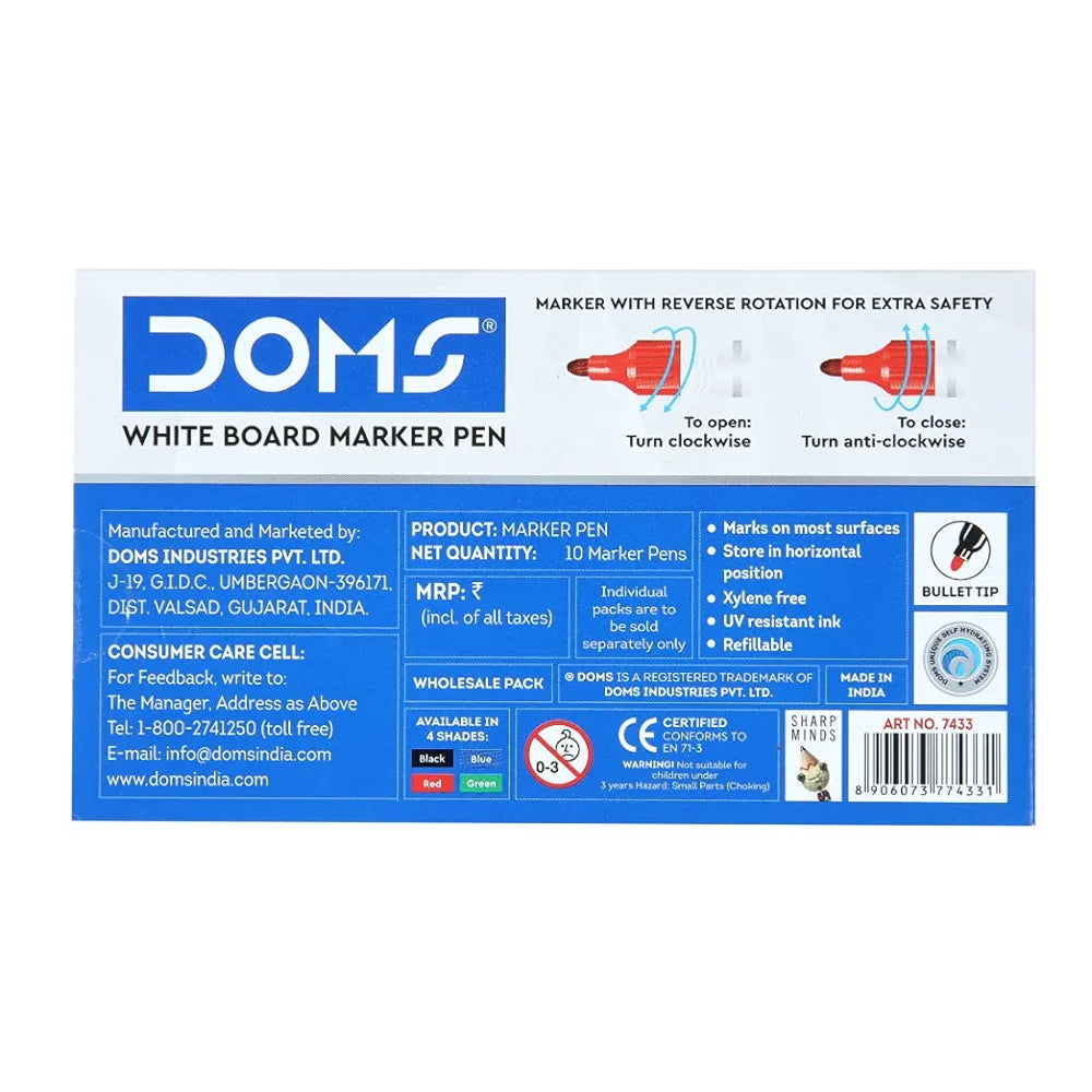 DOMS 7433- RED WHITE BOARD MARKER DOMS 7433- RED WHITE BOARD MARKER